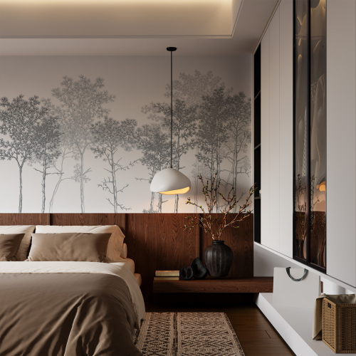 Panoramic wallpaper Stroll in the woods - Luluaucrayon Collection - Acte-Deco