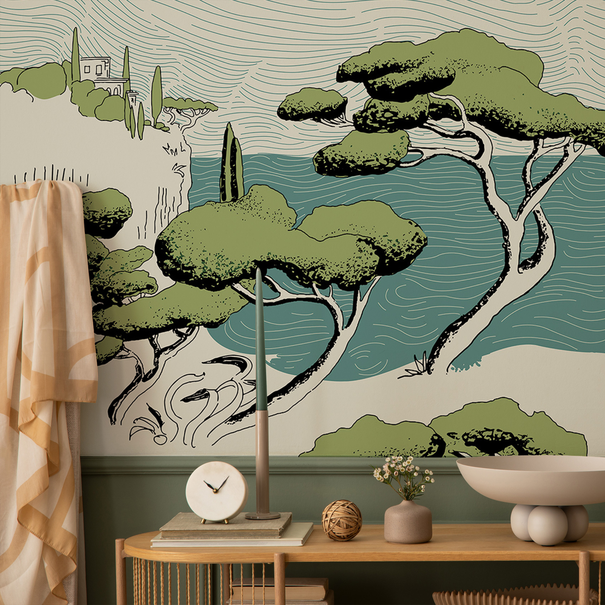 Carta da parati panoramica Paesaggio di ruscelli - Collezione Elisabeth Pese Acte-Deco