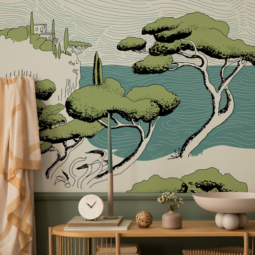 Carta da parati panoramica Paesaggio di ruscelli - Collezione Elisabeth Pese Acte-Deco