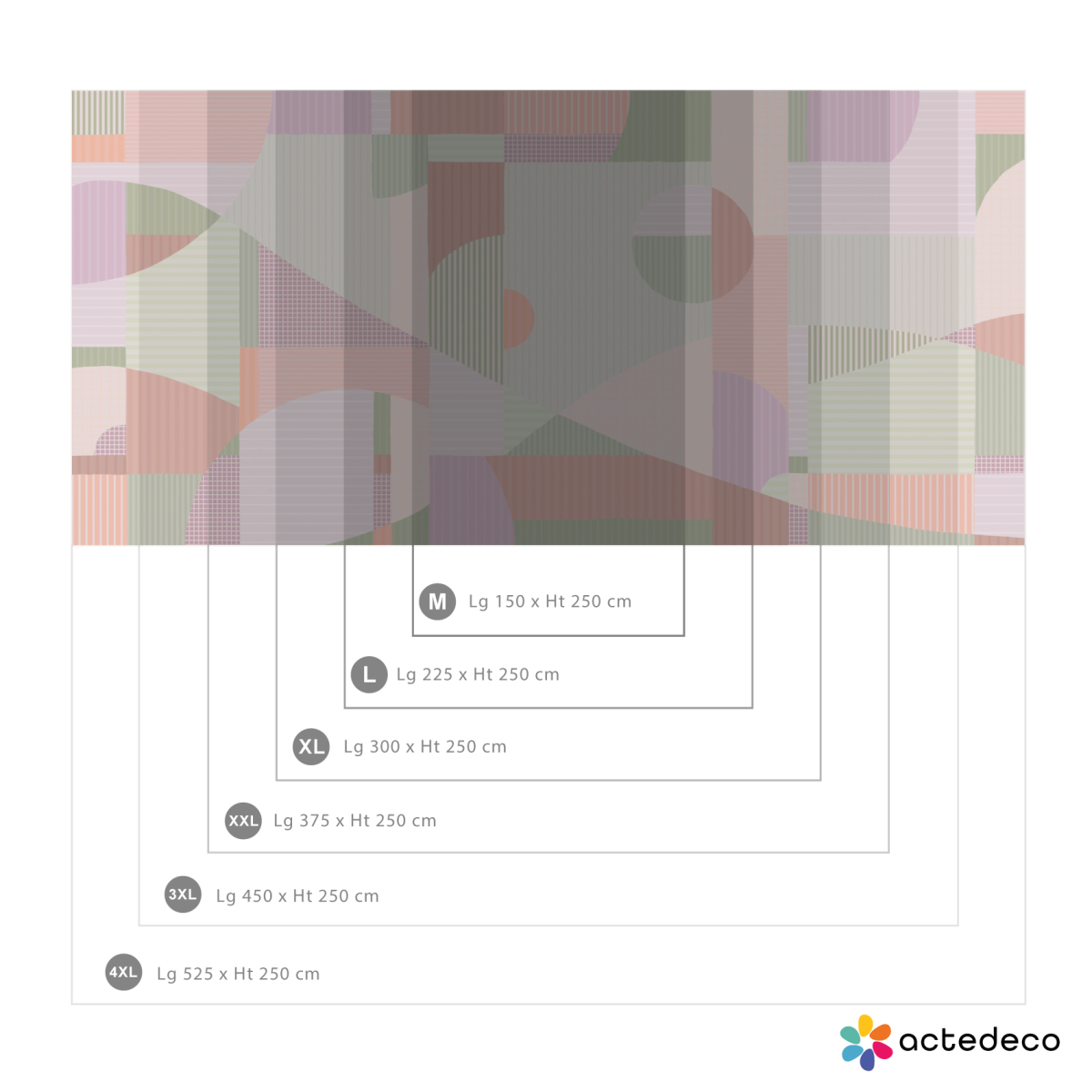 Papel pintado panorámico bloques de color geométricos - Colección Axelle Design Acte-Deco
