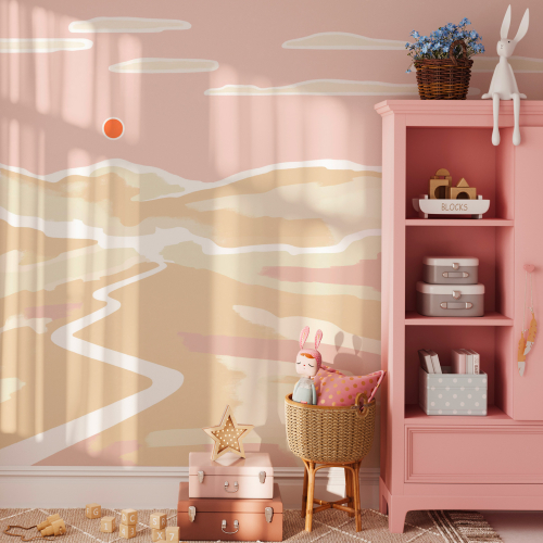 Panoramic Wallpaper Sunset - Collection Blanche Daramir - Acte-Deco