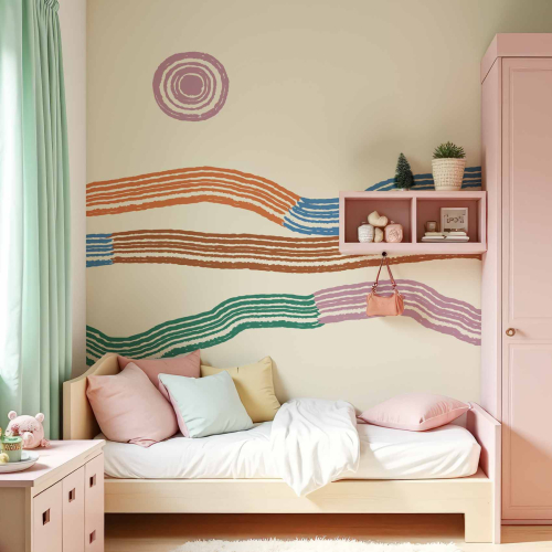 Panorama-Vliestapete Grafische Landschaft - Collection Blanche Daramir - Acte-Deco