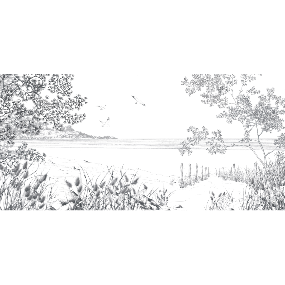 Carta da parati panoramica Côtes sauvages - Collezione Luluaucrayon Acte-Deco