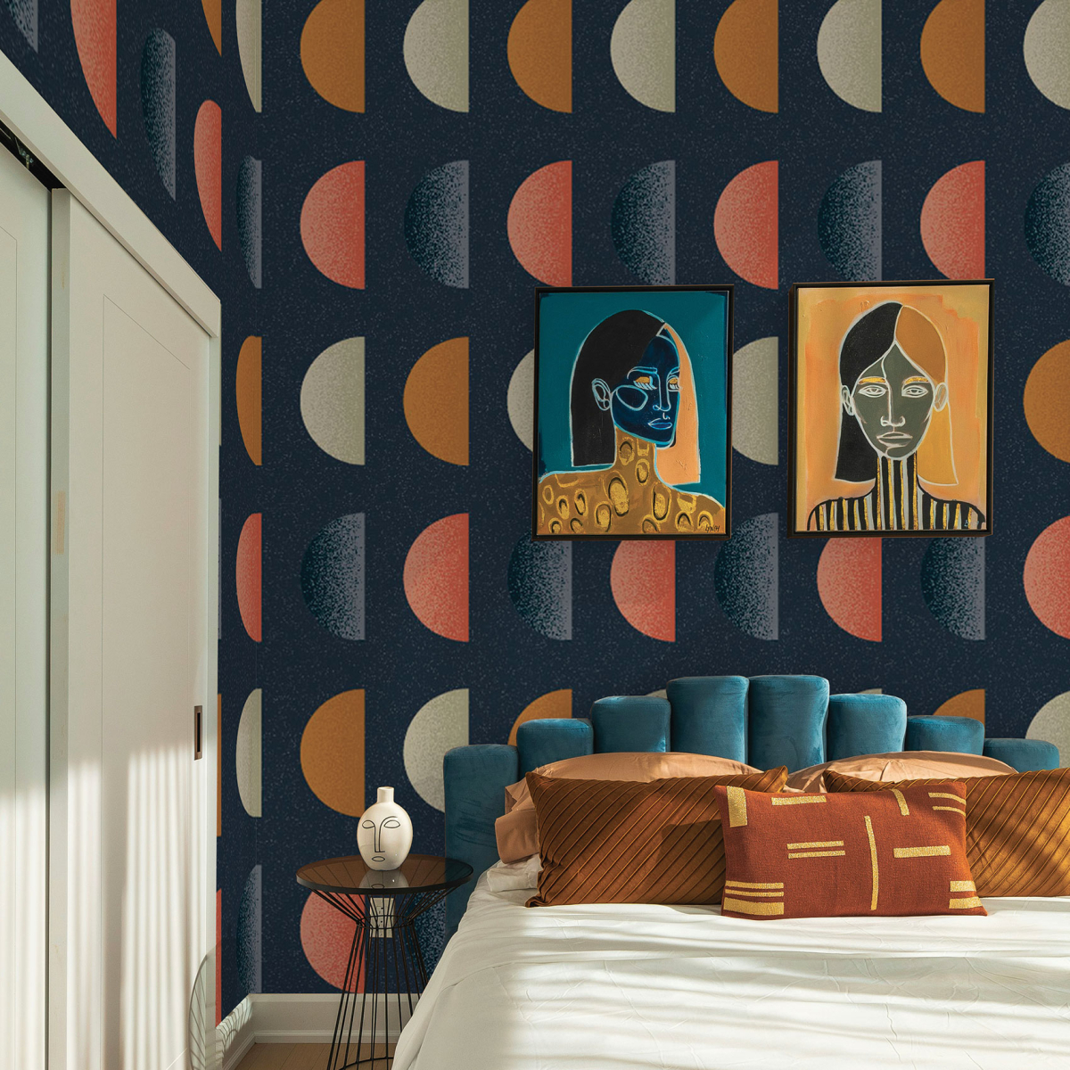 Graphic half-moon panoramic wallpaper - Paprika Replika collection - Acte-Deco