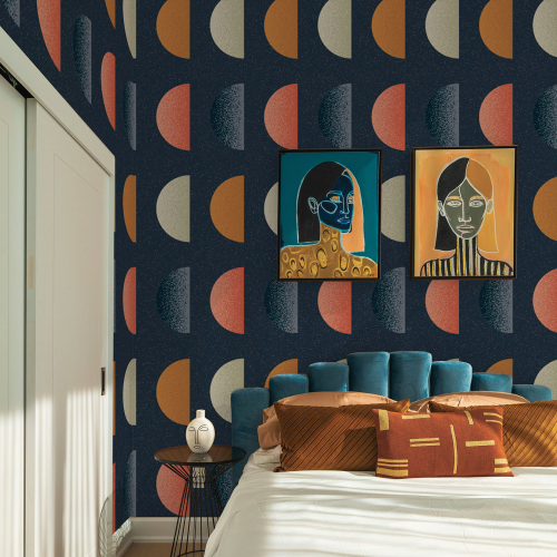 Graphic half-moon panoramic wallpaper - Paprika Replika collection - Acte-Deco