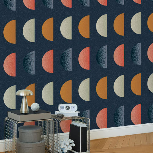 Graphic half-moon panoramic wallpaper - Paprika Replika collection - Acte-Deco