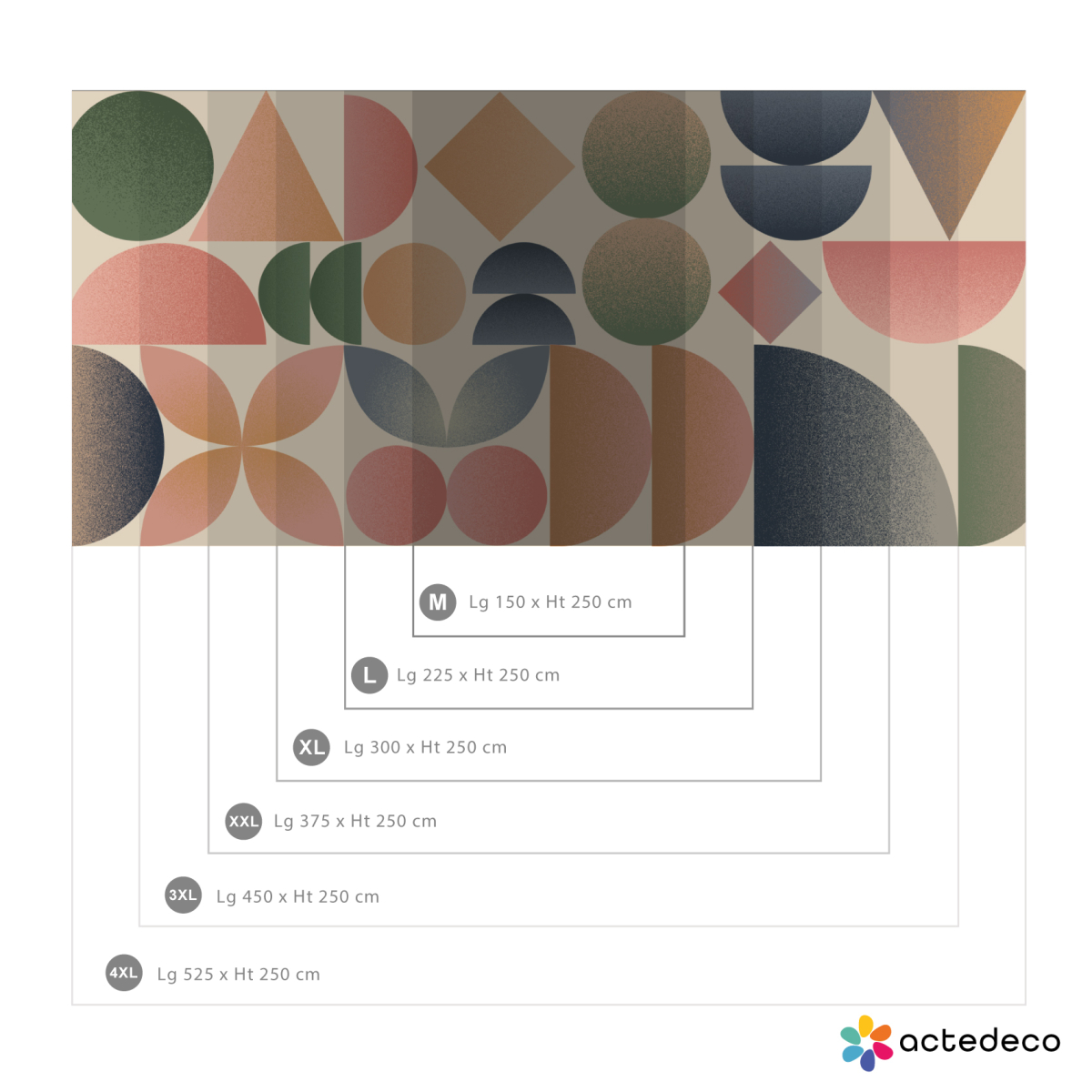 Panoramic wallpaper with geometric gradient patterns - Collection Paprika Replika - Acte-Deco
