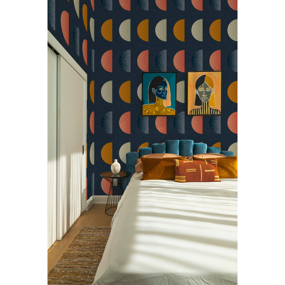 Graphic half-moon panoramic wallpaper - Paprika Replika collection - Acte-Deco