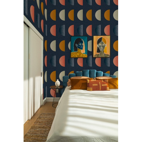 Graphic half-moon panoramic wallpaper - Paprika Replika collection - Acte-Deco