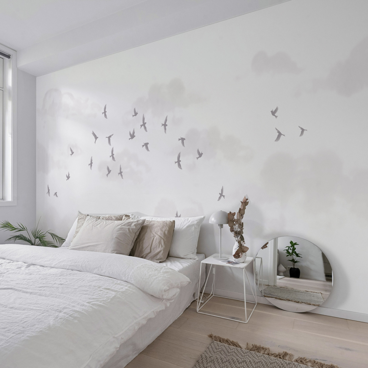 Panoramic murmuration wallpaper - Luluaucrayon collection - Acte-Deco