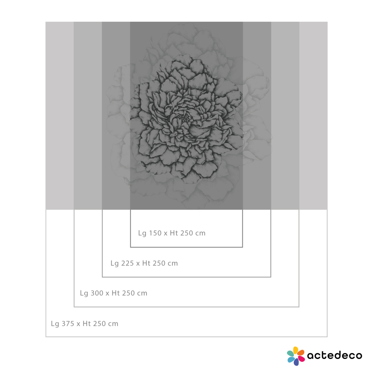 Papier peint panoramique Cœur de pivoines - Collection Luluaucrayon - Acte-Deco