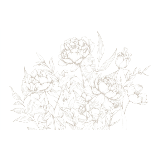 Papier peint panoramique Caresse de pivoines - Collection Luluaucrayon - Acte-Deco