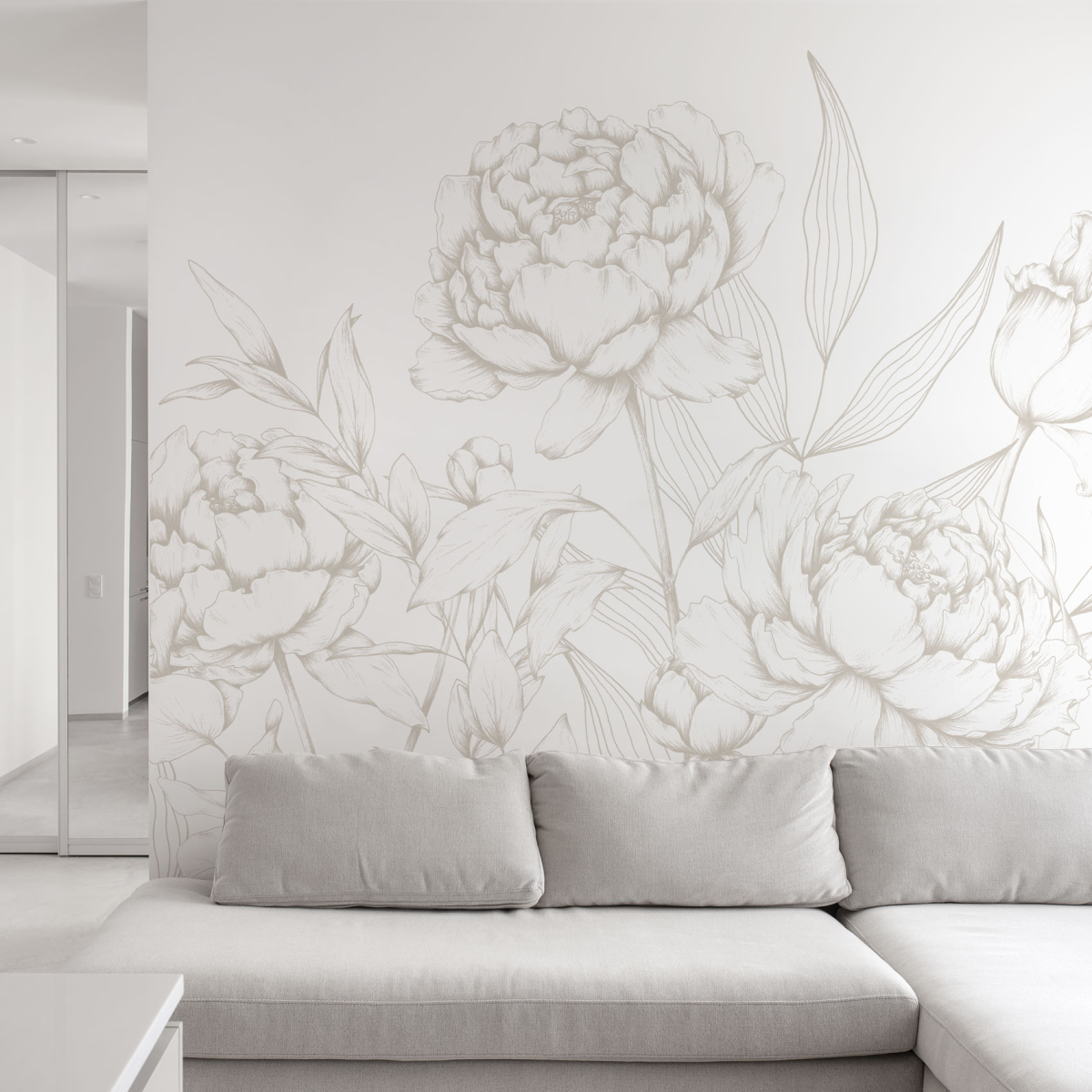 Papier peint panoramique Caresse de pivoines - Collection Luluaucrayon - Acte-Deco