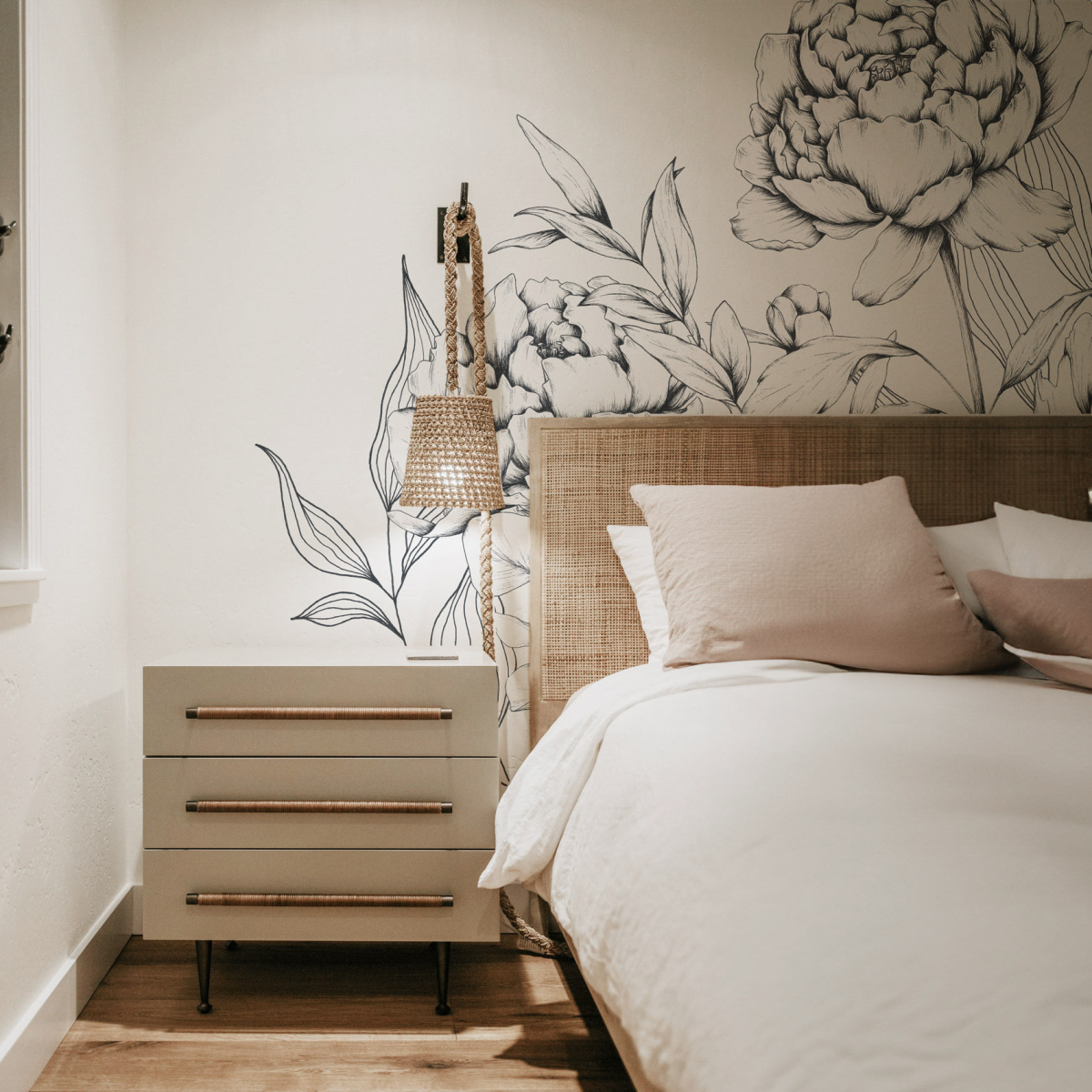 Papel pintado panorámico Corazones de peonía - Colección Luluaucrayon Acte-Deco