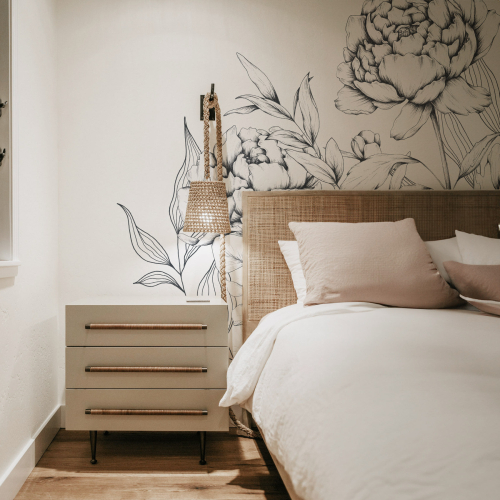 Papel pintado panorámico Corazones de peonía - Colección Luluaucrayon Acte-Deco