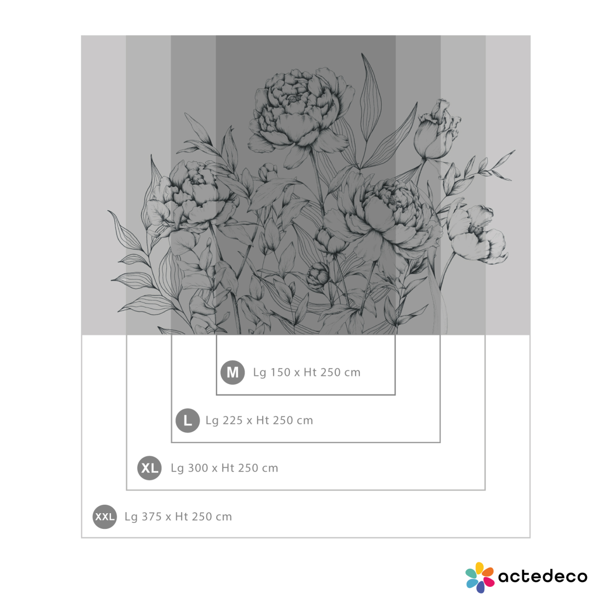 Papier peint panoramique Caresse de pivoines - Collection Luluaucrayon - Acte-Deco