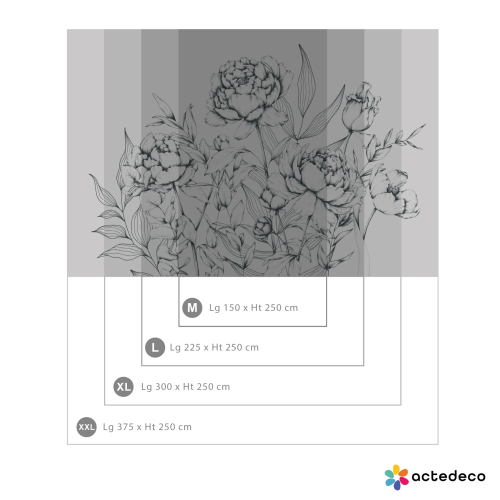 Papier peint panoramique Caresse de pivoines - Collection Luluaucrayon - Acte-Deco