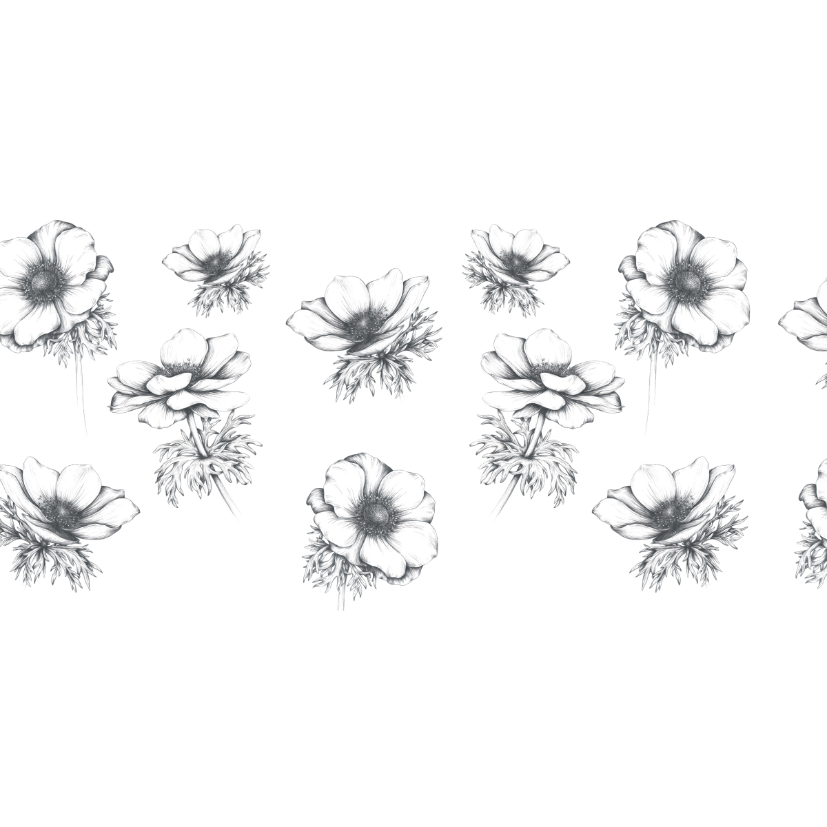 Panoramic wallpaper Anemones - Luluaucrayon collection - Acte-Deco