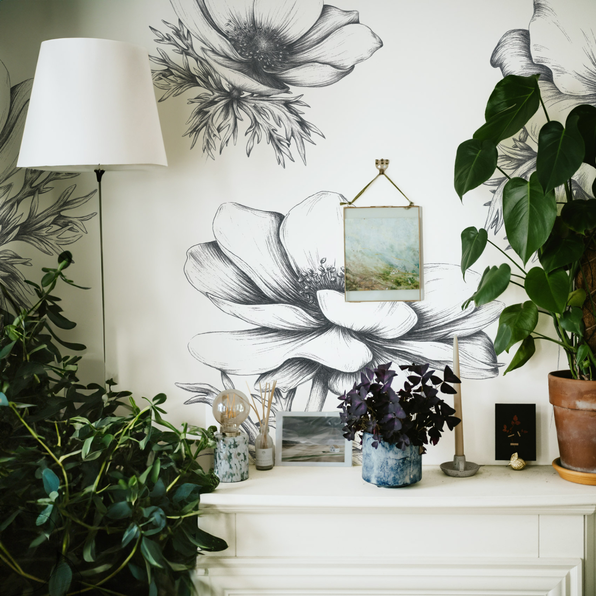 Papel pintado panorámico Anémonas - Colección Luluaucrayon Acte-Deco