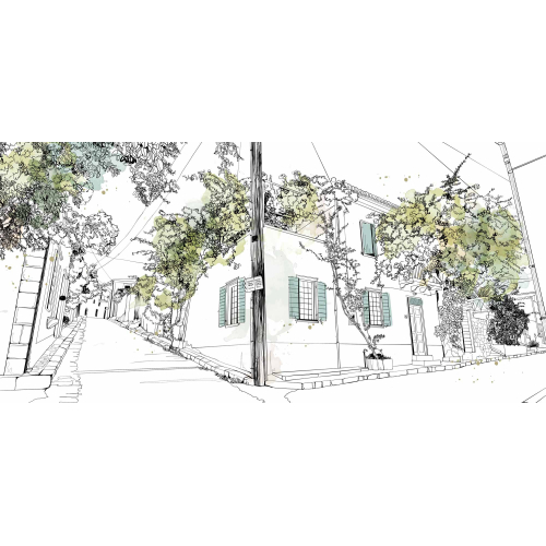 Papier peint panoramique village en fleurs - Collection Silowane - Acte-Deco