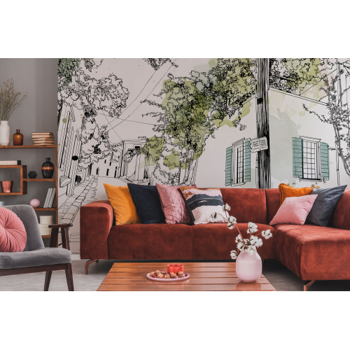 Fototapete Panorama Blumendorf - Kollektion Silowane - Acte-Deco