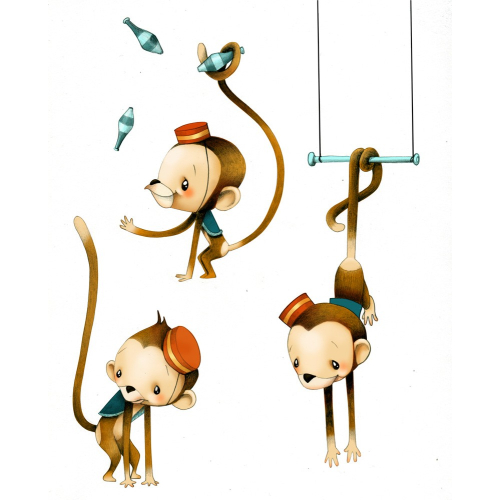 Circus 1 - Sticker Kleine Affen