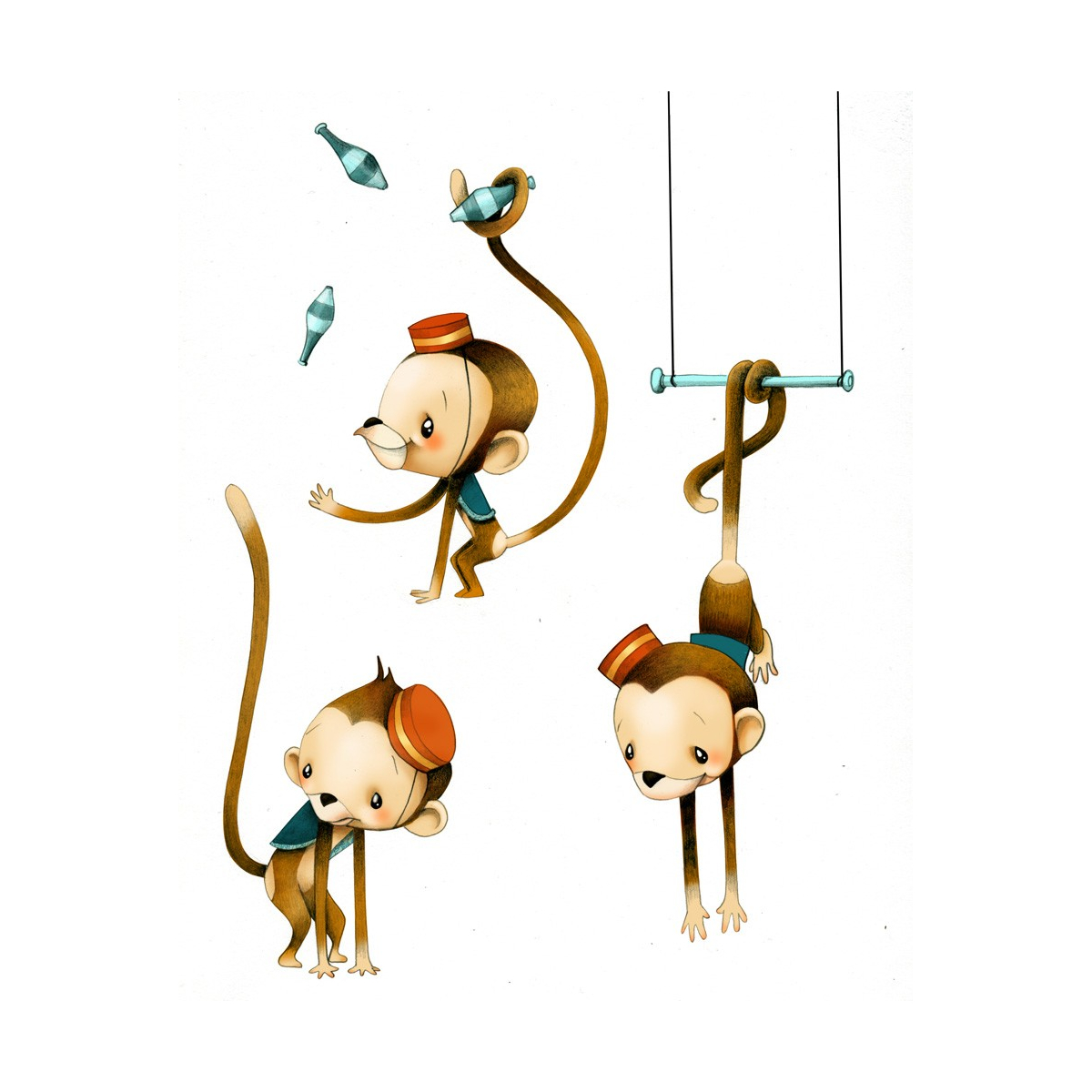 Sticker for children Little circus monkeys