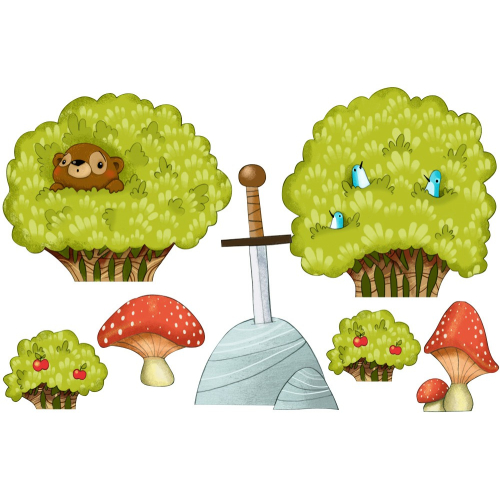 Sticker for children Bushes and mushrooms - Acte-Deco