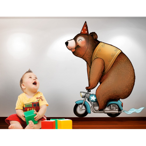 Adesivo murale per bambini con orsacchiotto - Circo 1 - Acte-Deco