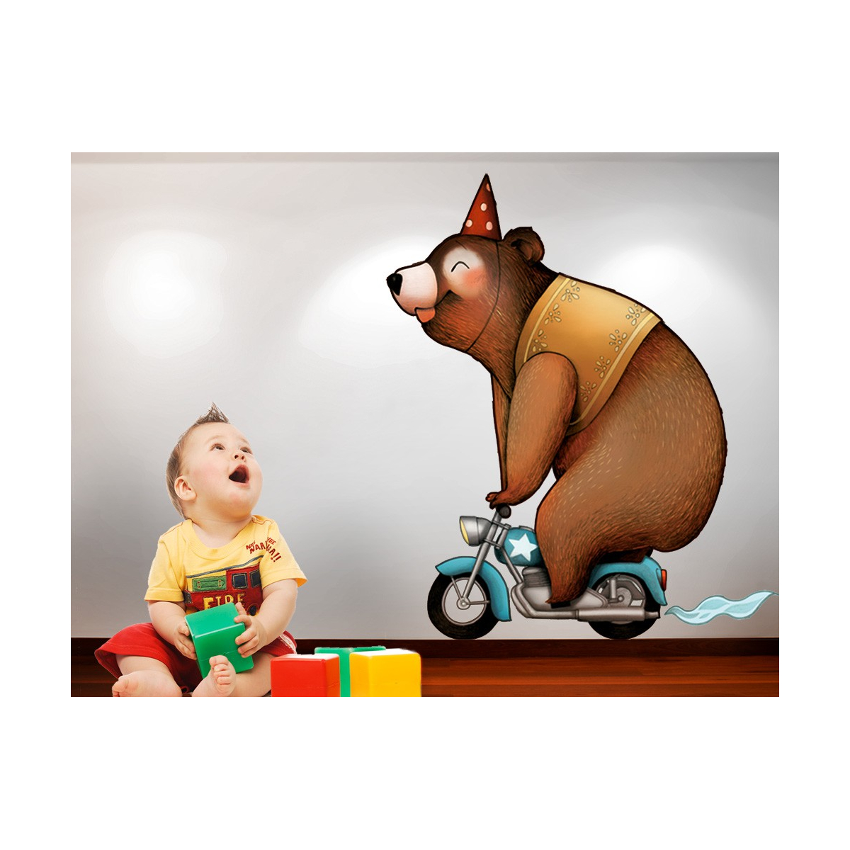 Sticker enfant ours mural - Circus 1  - Acte-Deco