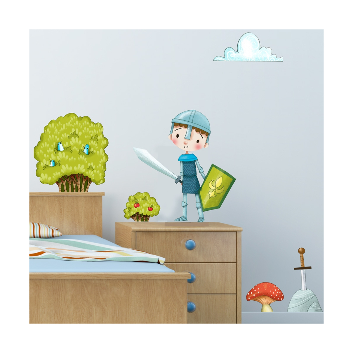 Sticker pour enfant Buissons et champignons - Acte-Deco