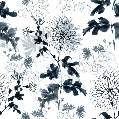 Papel pintado de flores azules