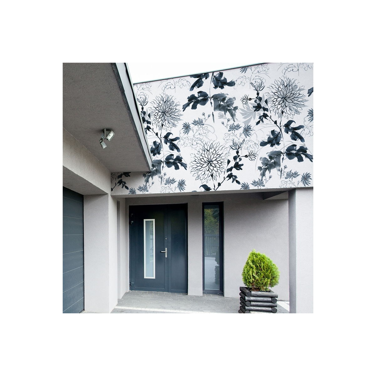 Papel pintado de flores azules