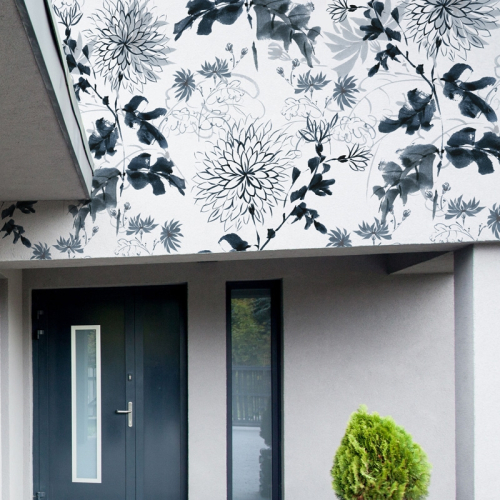 Papel pintado de flores azules