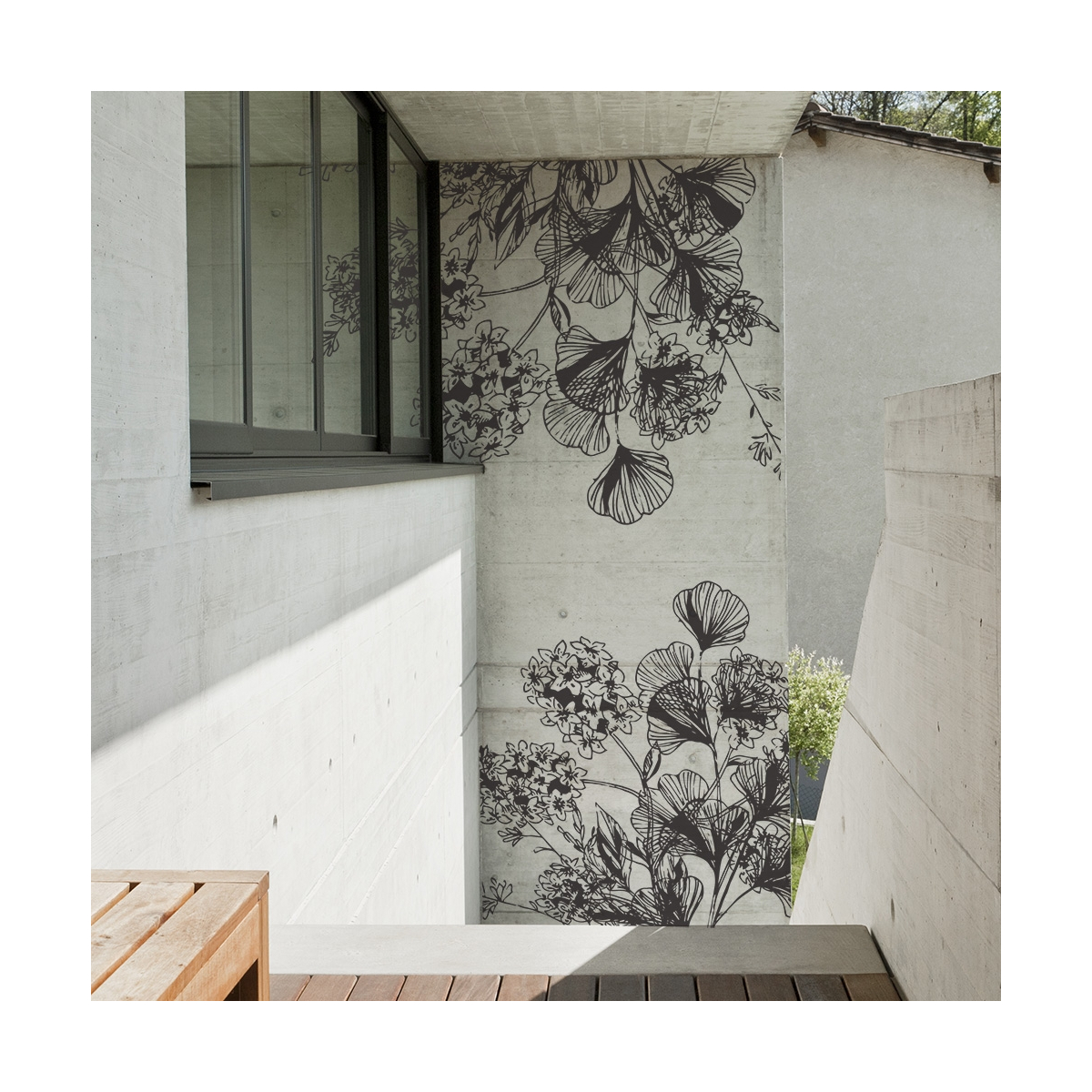 Floral Outdoor Wallpaper | Geometric Petals | Acte-Deco