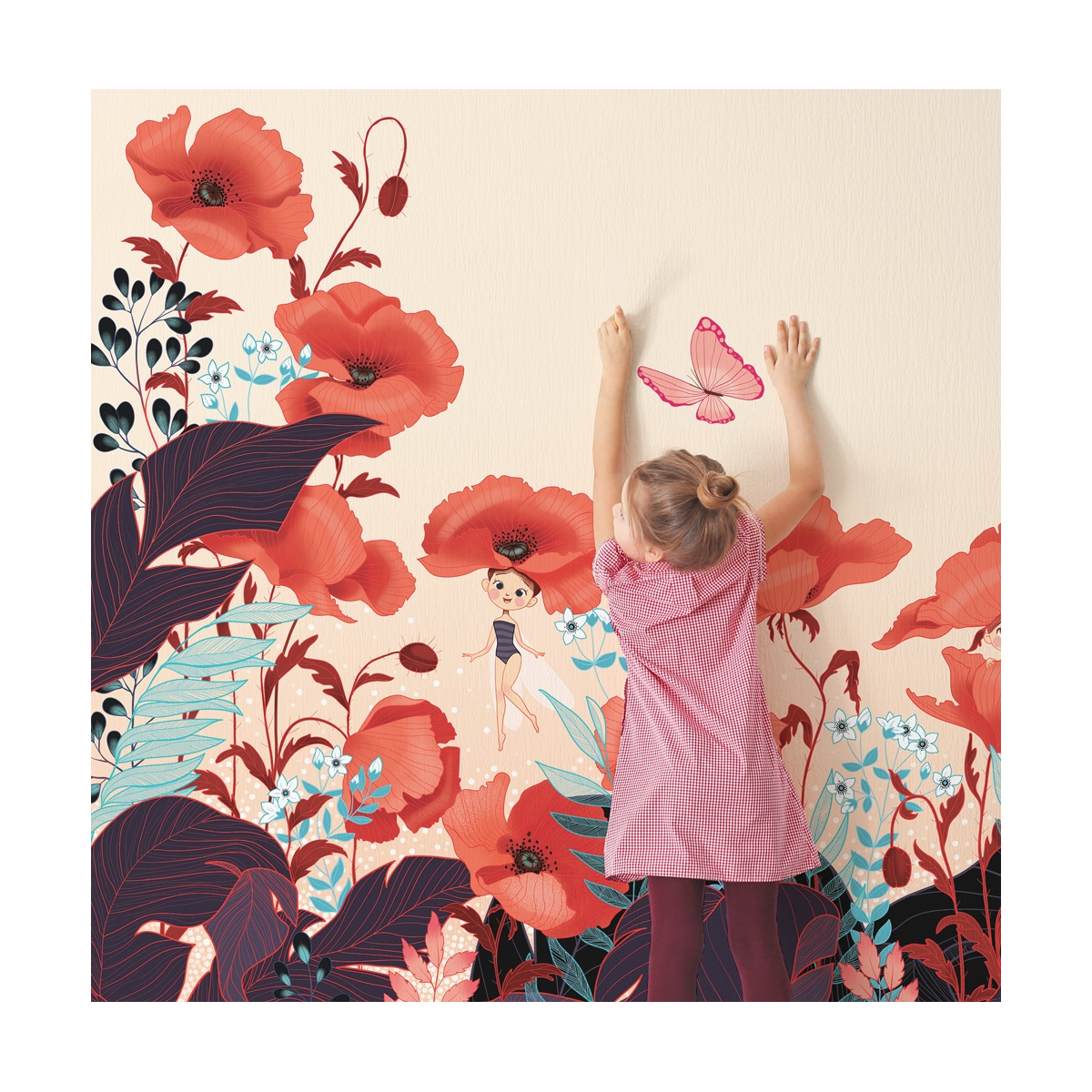Papel pintado Amapolas y hadas