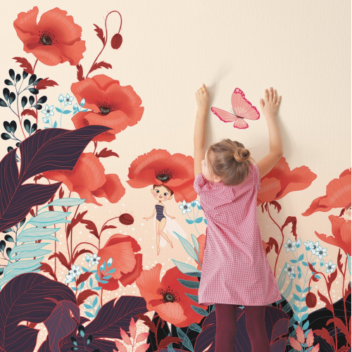 Papel pintado Amapolas y hadas