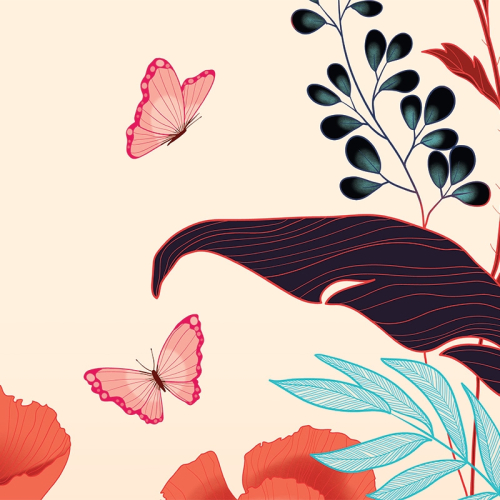 Tapete Mohnblumen und Feen