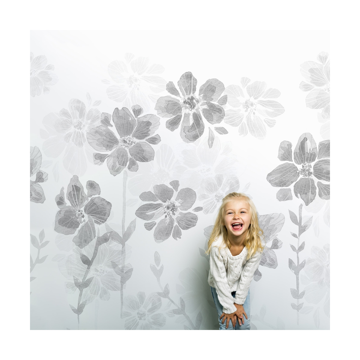 Poetry of Flowers grey wallpaper