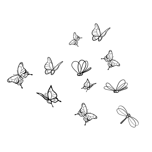 Adesivo murale per bambini con farfalle e libellule