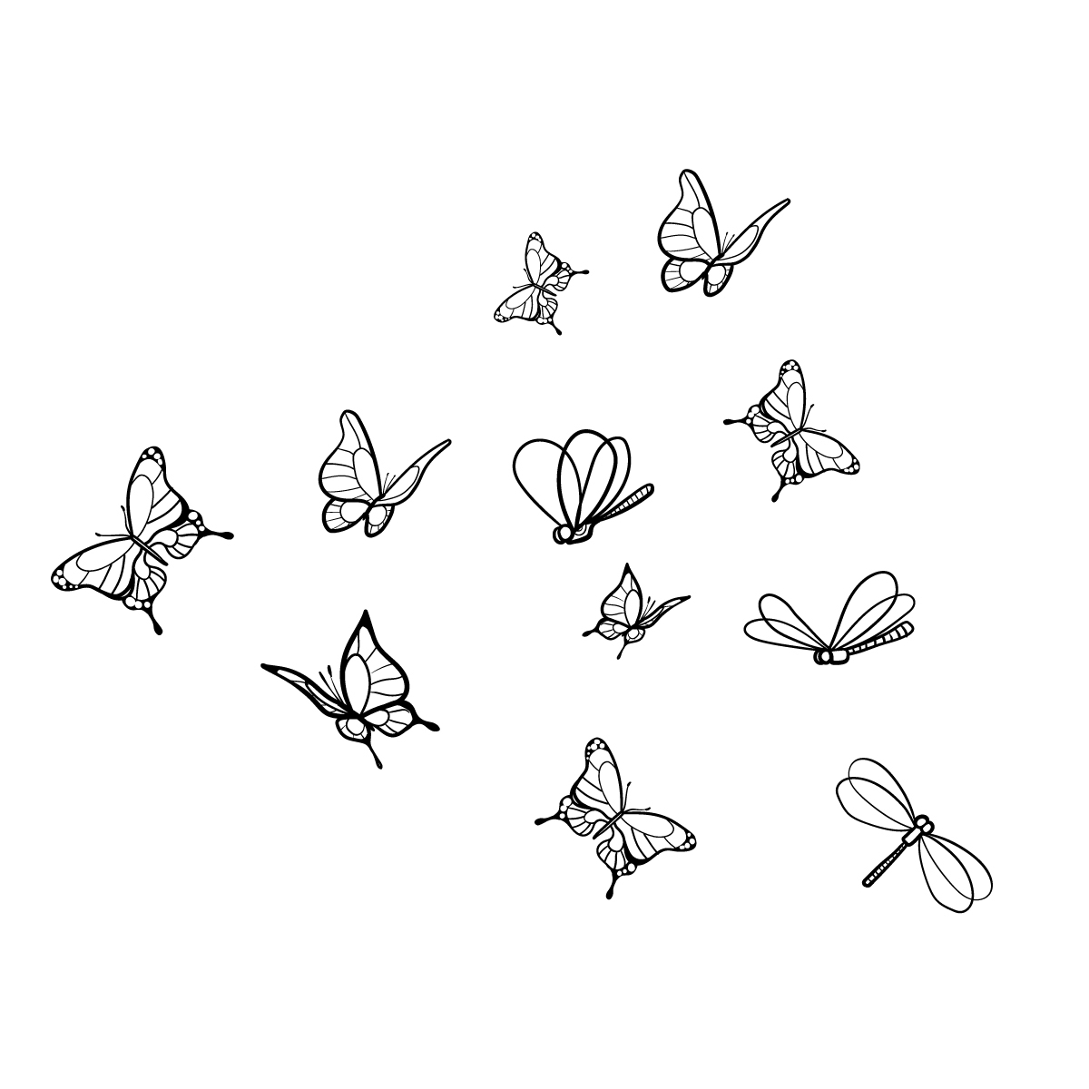 Adesivo murale per bambini con farfalle e libellule - Acte Deco