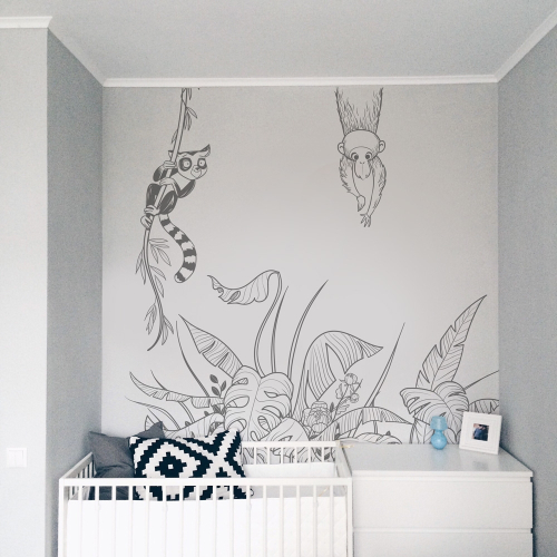 Adhesivo mural mono y lémur | deco Acte-Deco