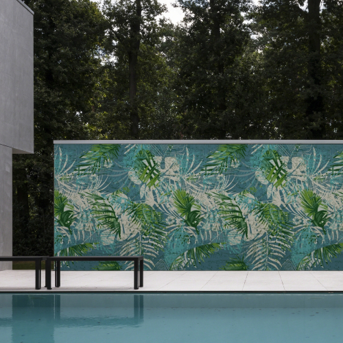 Outdoor wallpaper Tropical green leaves