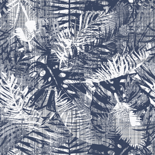 Papier-peint Ext Tropical blue leaves