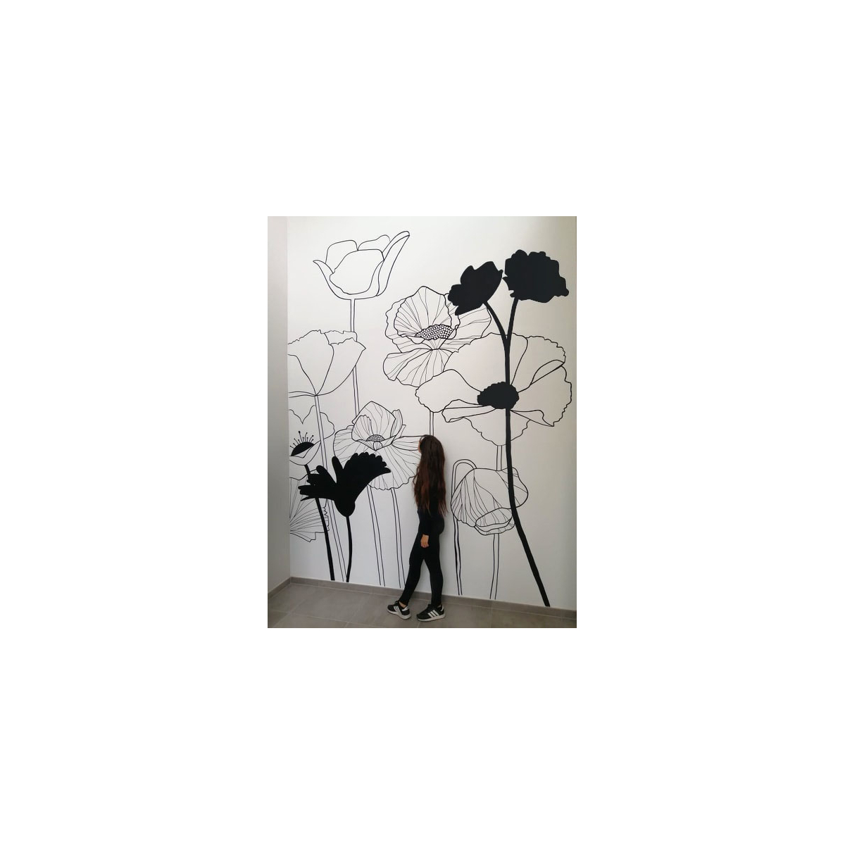 Fresque murale Fleurs graphiques - Monochrome