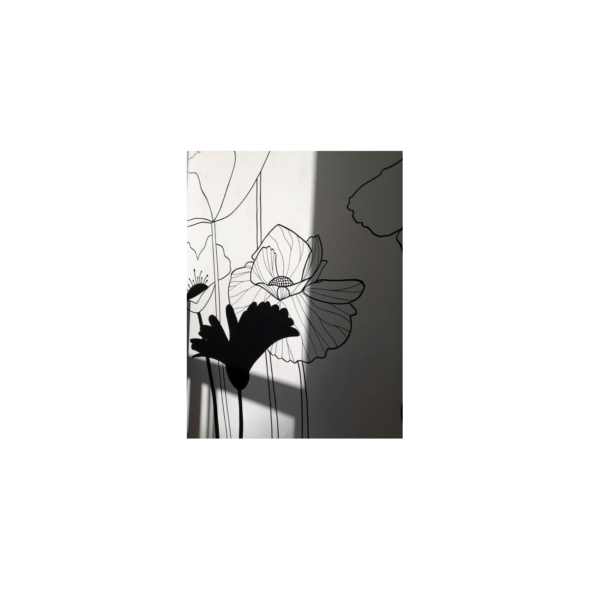 Wandbild Grafische Blumen - Monochrom