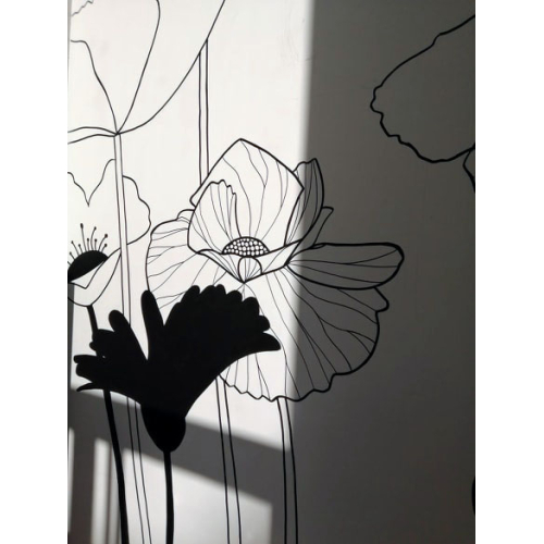 Wall fresco Graphic flowers monochrome