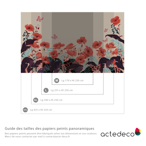 Carta da parati con papaveri e fate