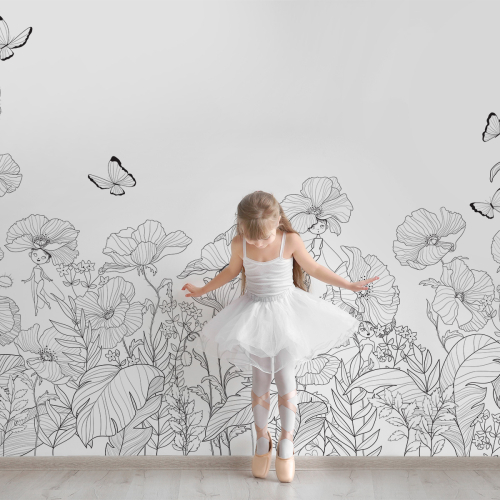 Poppies and fairies wallpaper NB