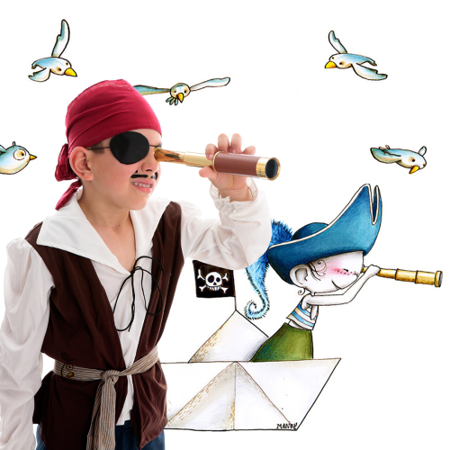 Adhesivo mural infantil Pirata al acecho